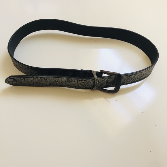 BELGO LUX Metallic Black Silver Floral Belt - Picture 5 of 16
